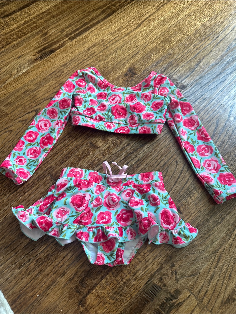 Sweet honey 3T swim cropped rashguard two piece